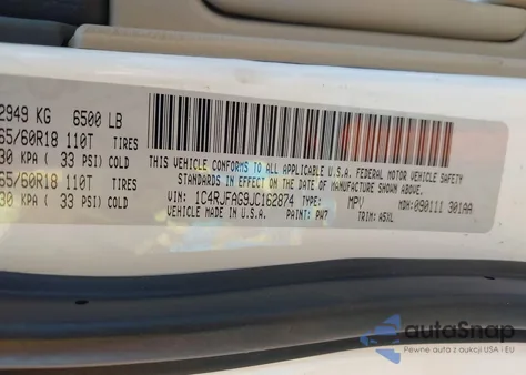 2018 Jeep Grand Cherokee Laredo E 4X4 from USA, damaged, VIN 1C4RJFAG9JC162874